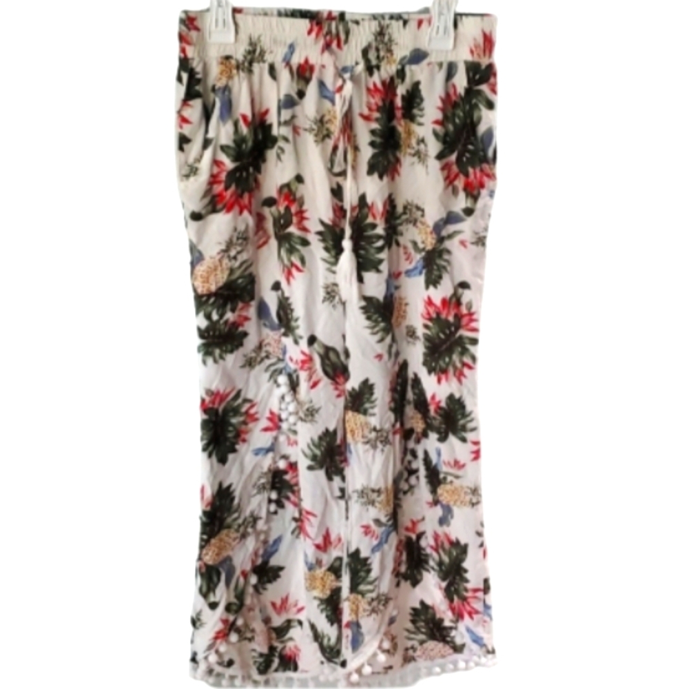 Solitaire Swim‎ Coverup pants with pompoms and floral print